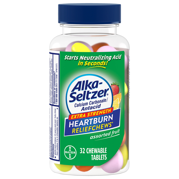 Image for Alka-Seltzer Antacid, Heartburn, Extra Strength, Chewable Tablets, Assorted Fruit,32ea from Garro's Drugs