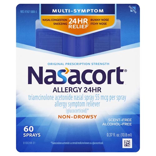 Image for Nasacort Allergy 24 HR, Multi-Symptom, Original Prescription Strength, 55 mcg, Nasal Spray,0.37oz from Garro's Drugs