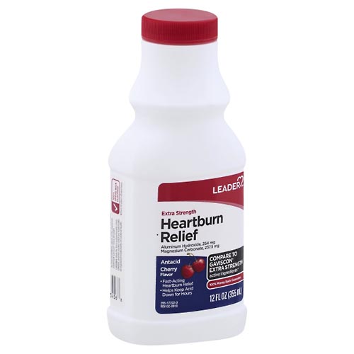 Image for Leader Heartburn Relief, Extra Strength, Cherry Flavor,12oz from Garro's Drugs