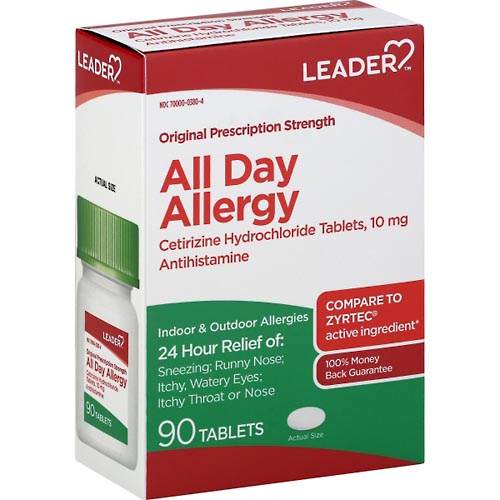 Image for Leader All Day Allergy Relief, 24 Hr,Original, Tablet,90ea from Garro's Drugs