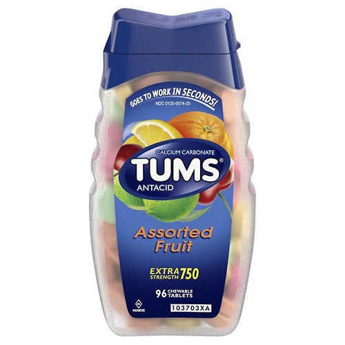 Image for Tums Antacid, Extra Strength 750, Assorted Fruit, Chewable Tablets,96ea from Garro's Drugs