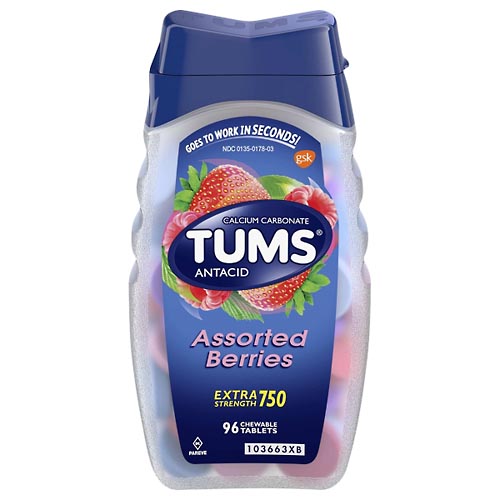 Image for Tums Antacid, Extra Strength 750, Chewable Tablets, Assorted Berries,96ea from Garro's Drugs