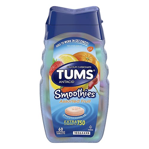 Image for Tums Antacid, Extra Strength 750, Chewable Tablets, Assorted Fruit,60ea from Garro's Drugs
