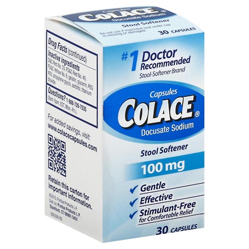 Image for Colace Stool Softener, 100 mg, Capsules,30ea from Garro's Drugs