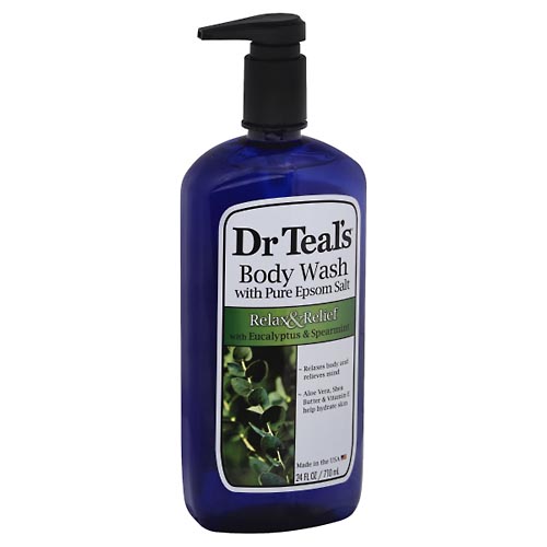 Image for Dr Teal's Body Wash, with Pure Epsom Salt, Relax & Relief, with Eucalyptus & Spearmint,24oz from Garro's Drugs