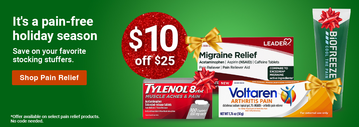 Save $10 off of $25 Pain Relief